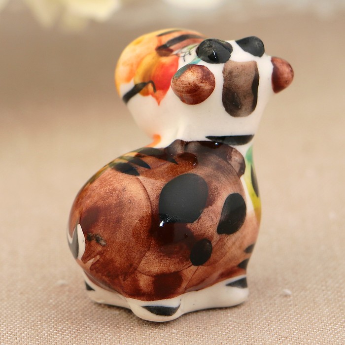 Сувенир «Корова», 3 см, цвет, гжель