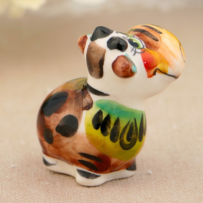 Сувенир «Корова», 3 см, цвет, гжель