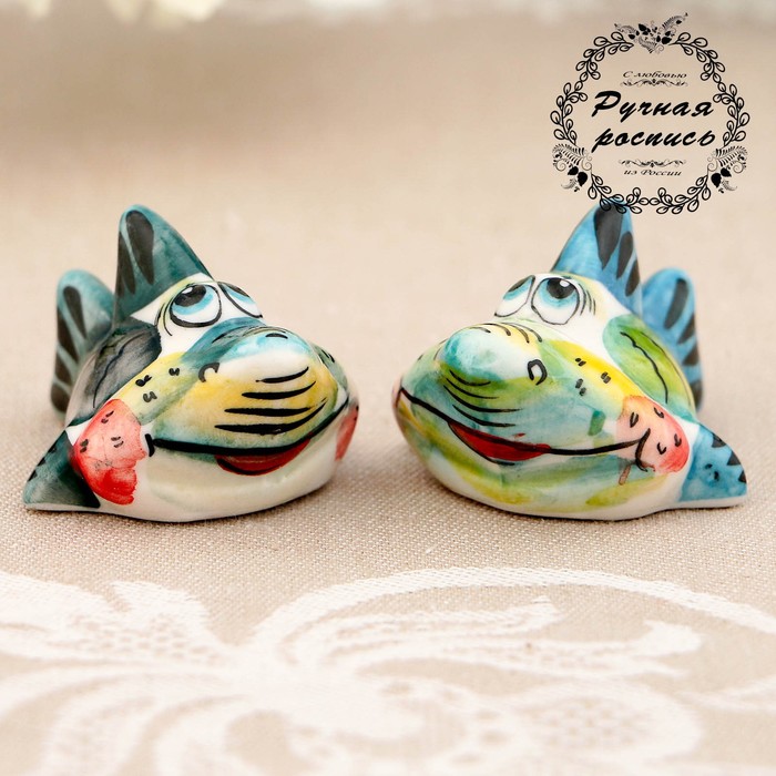 Сувенир «Акула», 3 см, цвет, гжель