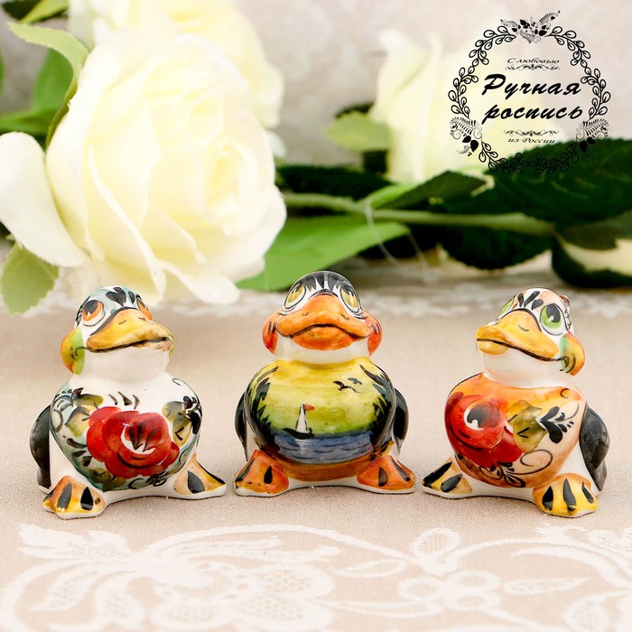 Сувенир «Утёнок», 6,5 см, цвет, гжель