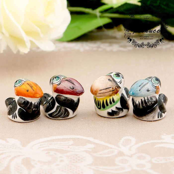 Сувенир «Ворона», 3 см, цвет, гжель