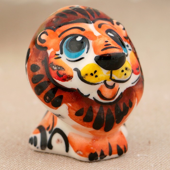 Сувенир «Лев», 3 см, цвет, гжель