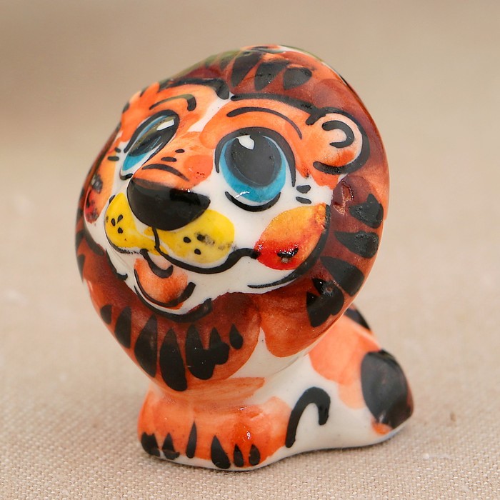 Сувенир «Лев», 3 см, цвет, гжель