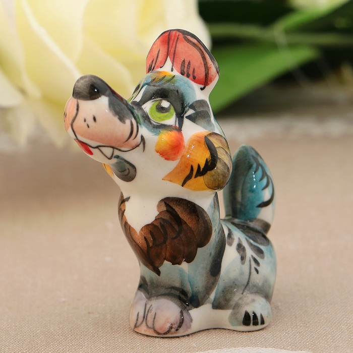 Сувенир «Волк», 7 см, цвет, гжель