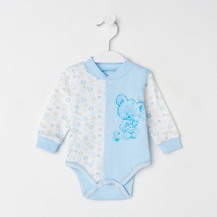 Боди детское с длинным рукавом "Звезда", рост 74 см, цвет голубой 13466_М