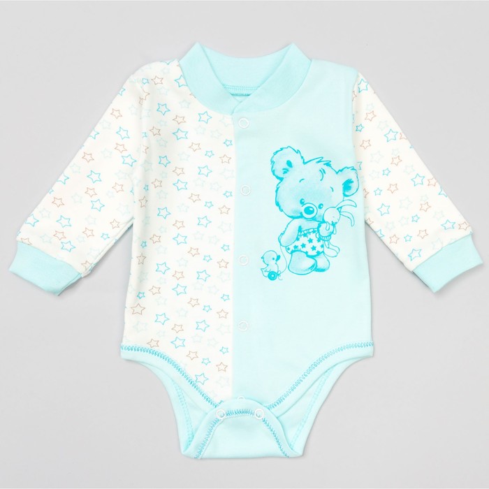 Боди детское с длинным рукавом "Звезда", рост 80 см, цвет бирюзовый 13466_М