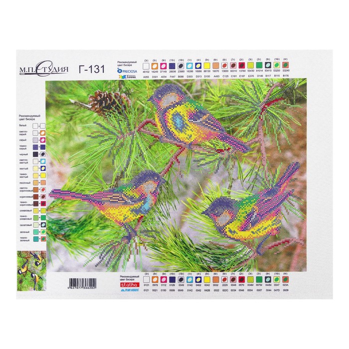 Рисунок на габардине "Озорные синички"