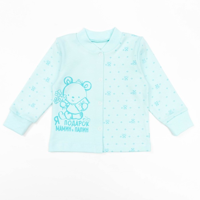 Кофта детская с длинным рукавом ''Маленькие мишки'', рост 80 см, цвет бирюзовый 3320_М
