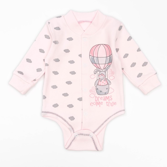 Боди детское с длинным рукавом "Облака", рост 74 см, цвет розовый 10021_М