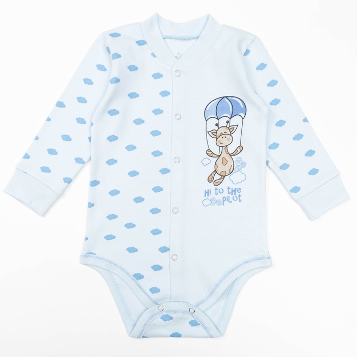 Боди детское с длинным рукавом "Облака", рост 62 см, цвет голубой 10021_М