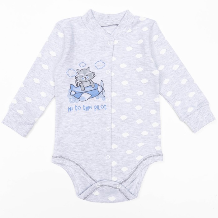 Боди детское с длинным рукавом "Облака", рост 62 см, цвет серый 10021_М