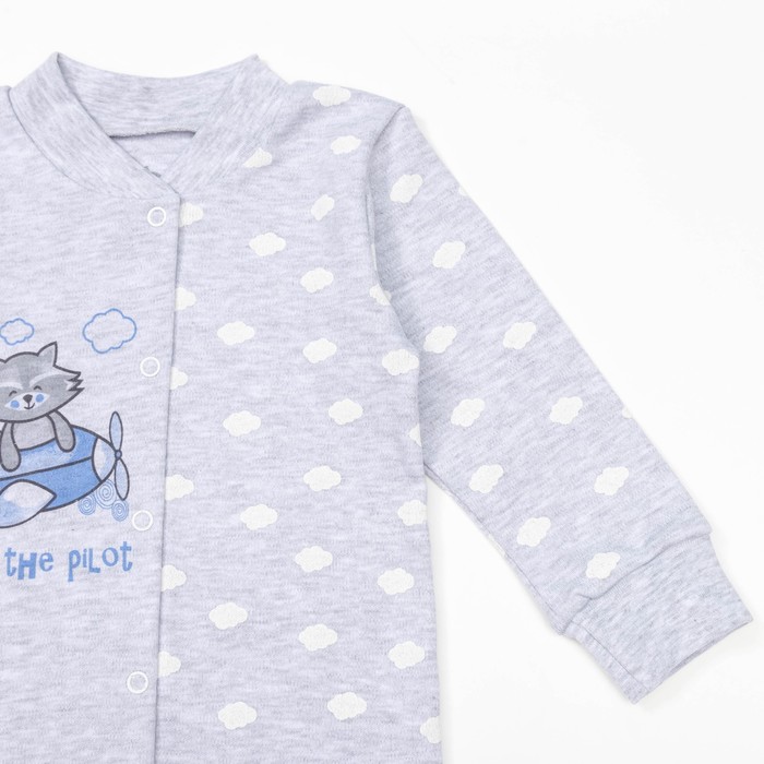 Боди детское с длинным рукавом "Облака", рост 62 см, цвет серый 10021_М