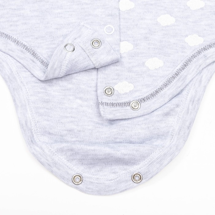 Боди детское с длинным рукавом "Облака", рост 62 см, цвет серый 10021_М