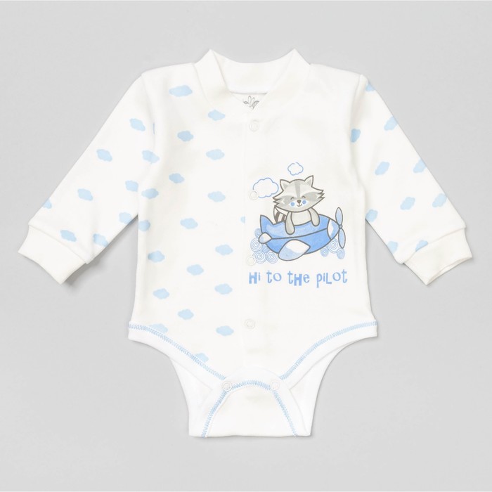 Боди детское с длинным рукавом "Облака", рост 62 см, цвет молочный 10021_М