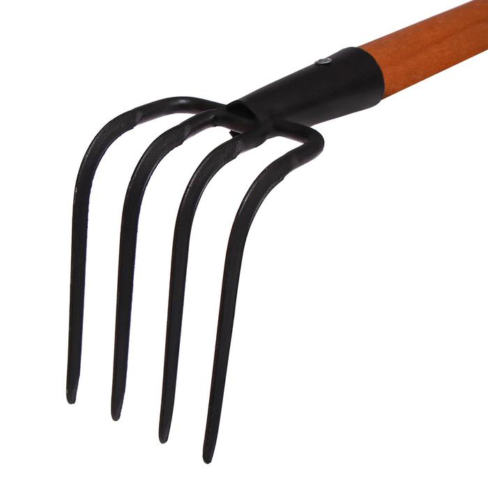 Вилы подборочные, 4-рогие, узкие, деревянный черенок, «Премиум»