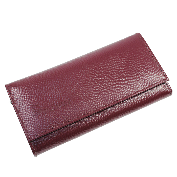 Кошелёк женский на фермуаре, 2 отдела для купюр, для монет, для кредитных карт, цвет бордовый