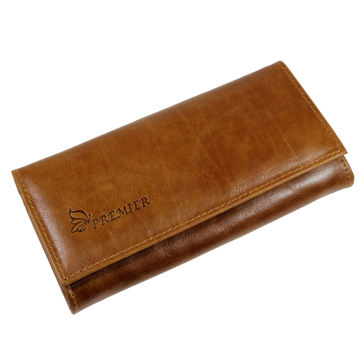 Кошелёк женский на кнопке, 3 отдела для купюр, для монет, для кредитных карт, цвет коричневый