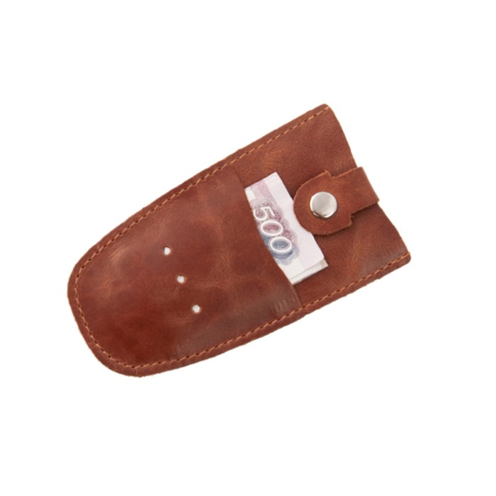 Ключница на кнопке, цвет коричневый