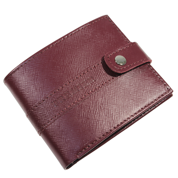 Кошелёк женский на кнопке раскладной, 1 отдел для купюр, для монет, для кредитных карт, цвет бордовый