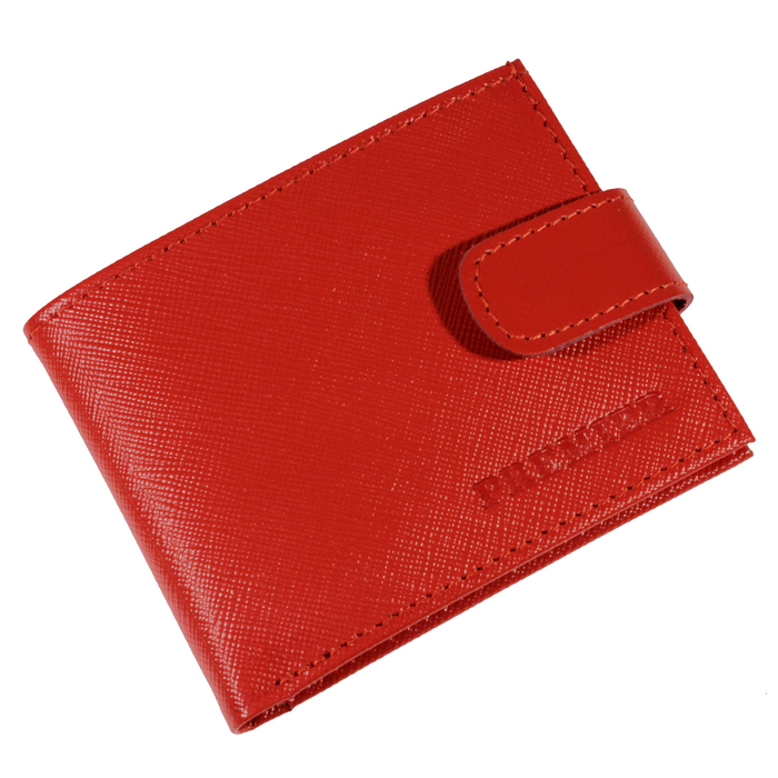 Кошелёк женский на кнопке, натуральная кожа, цвет красный