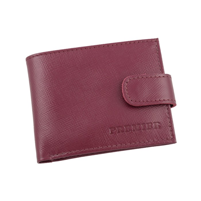 Кошелёк женский на кнопке, натуральная кожа, цвет бордовый