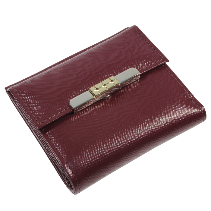 Кошелёк женский на кнопке раскладной, 1 отдел для купюр, для монет, для кредитных карт, цвет бордовый