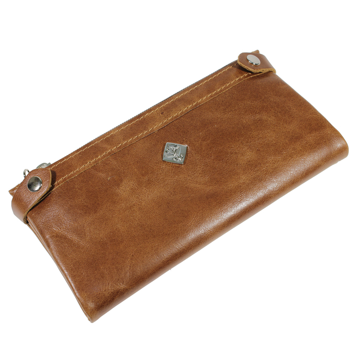 Кошелёк женский на кнопке, 3 отдела для купюр, для монет, для кредитных карт, цвет коричневый