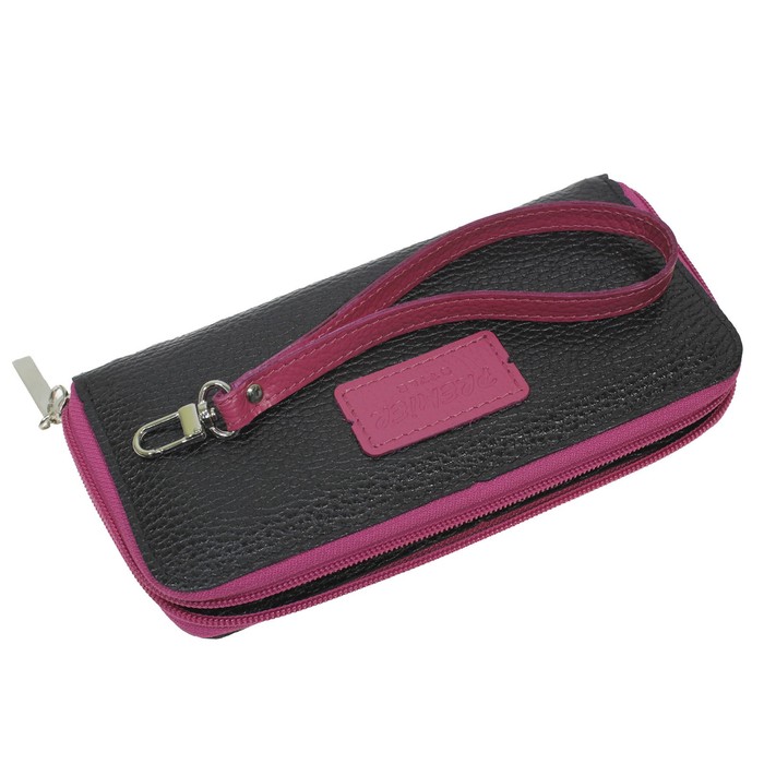 Кошелёк женский на молнии, 2 отдела для купюр, для кредитных карт, цвет чёрный