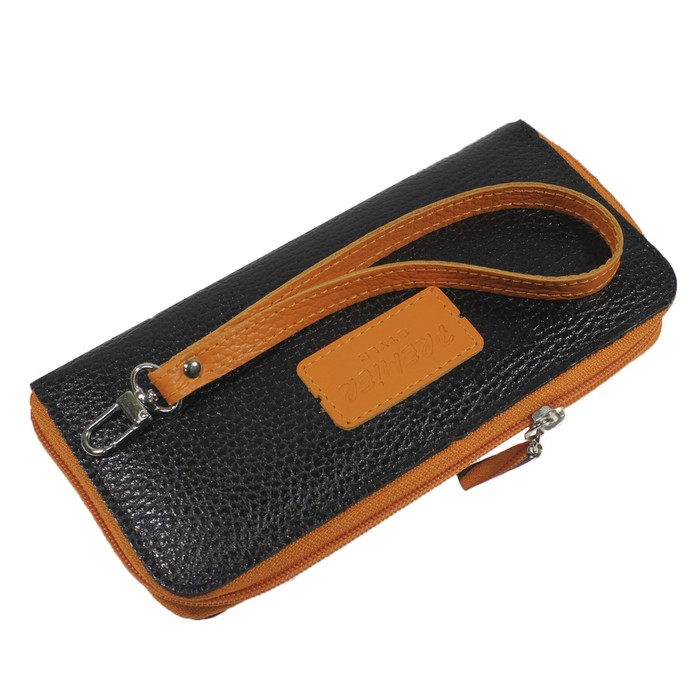 Кошелёк женский на молнии, 2 отдела для купюр, для кредитных карт, цвет чёрный