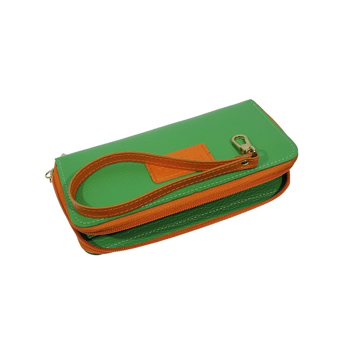 Кошелёк женский на молнии, 2 отдела для купюр, для кредитных карт, цвет зелёный