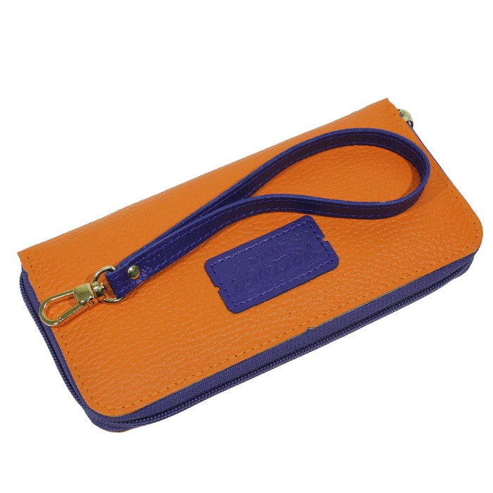Кошелёк женский на молнии, 2 отдела для купюр, для кредитных карт, цвет оранжевый