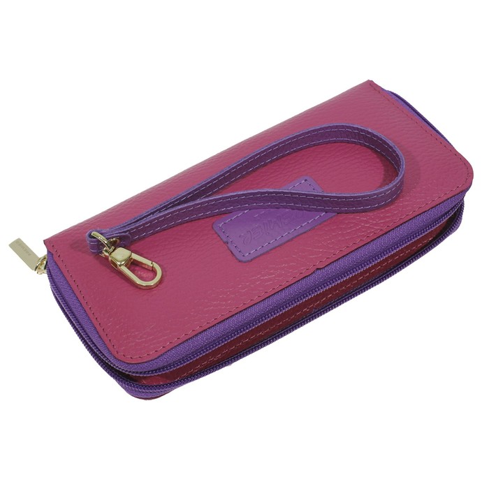 Кошелёк женский на молнии, 2 отдела для купюр, для кредитных карт, цвет фиолетовый