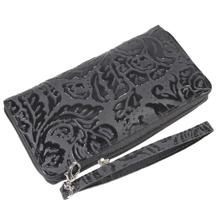 Кошелёк женский на молнии, 2 отдела для купюр, для кредитных карт, для монет,цвет чёрный