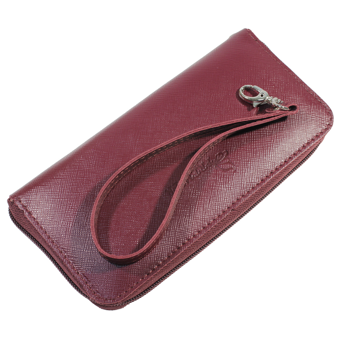 Кошелёк женский на молнии, 2 отдела для купюр, для кредитных карт, для монет,цвет бордовый