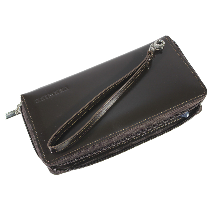 Кошелёк женский на молнии, 2 отдела для купюр, для кредитных карт, для монет,цвет тёмно-коричневый