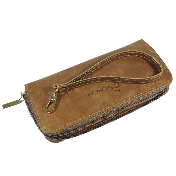 Кошелёк женский на молнии, 3 отдела для купюр, для кредитных карт, для монет,цвет коричневый