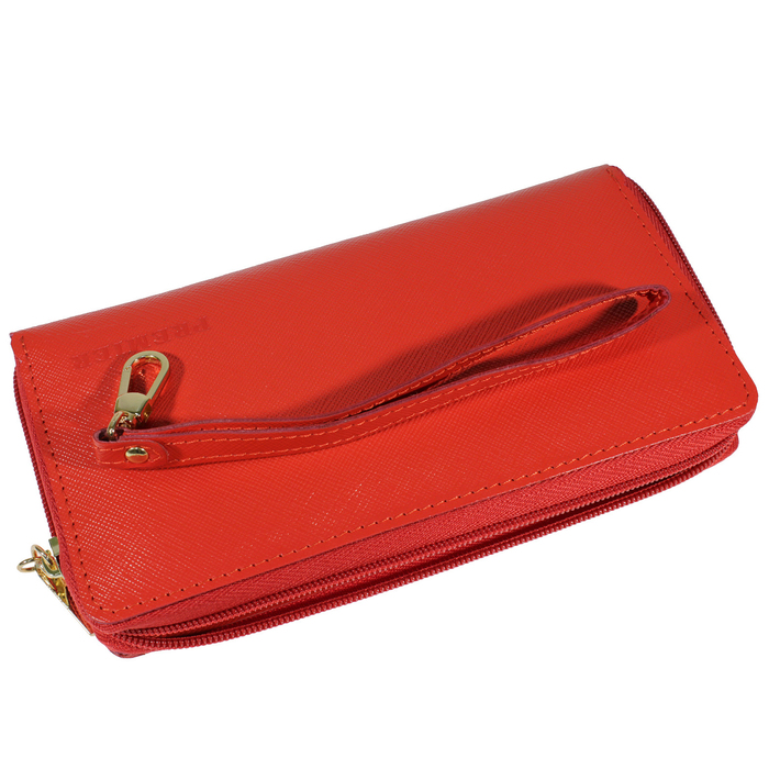 Кошелёк женский на молнии, 3 отдела для купюр, для кредитных карт, для монет,цвет красный