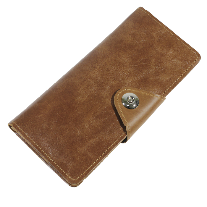 Кошелёк женский на кнопке, 2 отдела для купюр, для монет, для кредитных карт, цвет коричневый