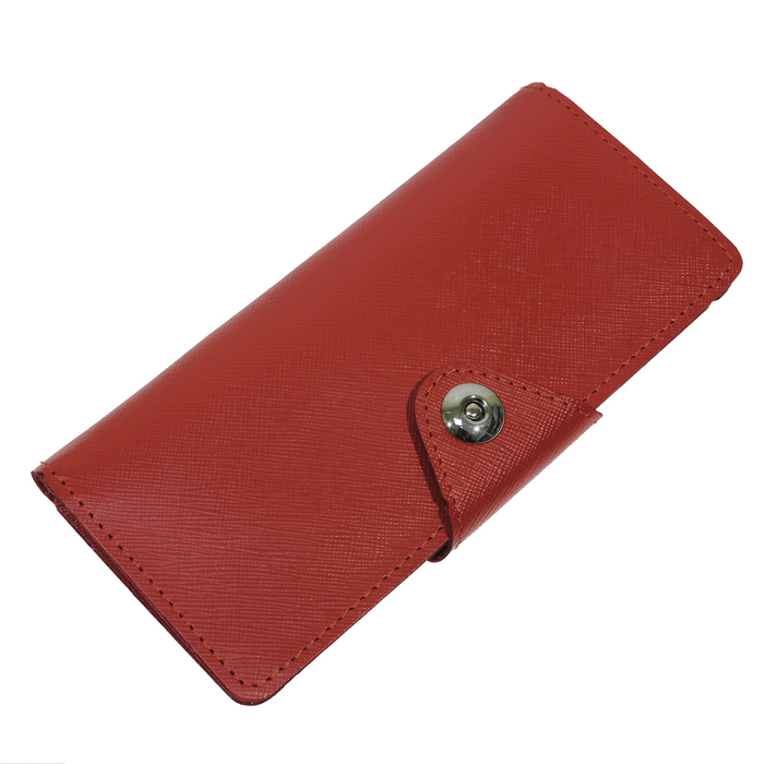 Кошелёк женский на кнопке, 1 отдел для купюр, для монет, для кредитных карт, цвет красный