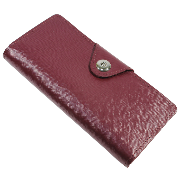 Кошелёк женский на кнопке, 1 отдел для купюр, для монет, для кредитных карт, цвет бордовый