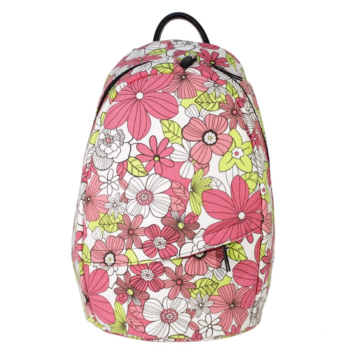 Рюкзак женский на молнии, текстиль, цветы