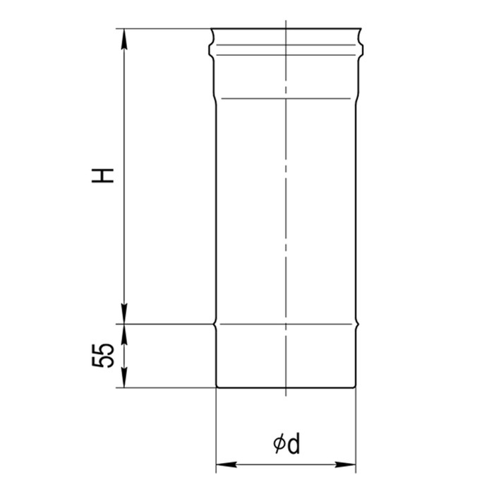 Дымоход Феррум нержавеющий (430/0,8 мм), ф150, L=1,0м, , шт