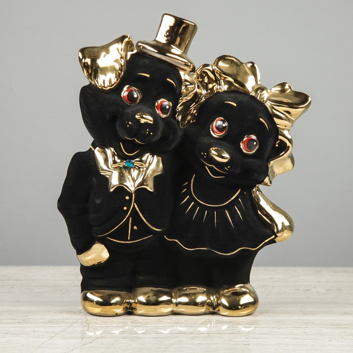 Копилка "Собаки пара", флок, булат, чёрный