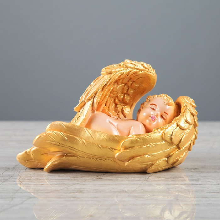 Статуэтка "Ангел в крыле", малая, цветная