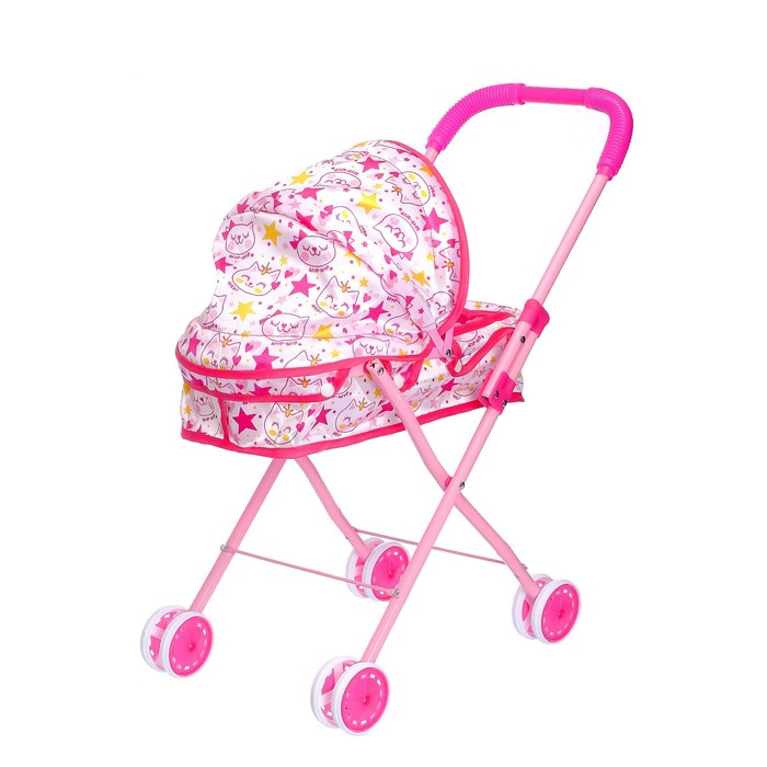 Коляска универсальная из атласа «Кошечка», металлический каркас