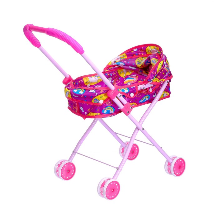 Коляска универсальная из атласа «Весёлые пони», металлический каркас