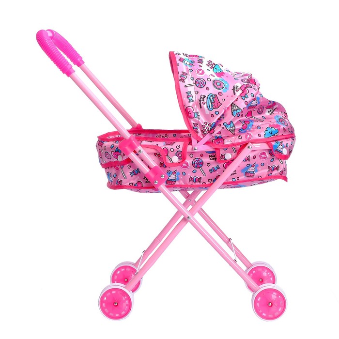 Коляска универсальная «Сладкоежка» из атласа, металлический каркас