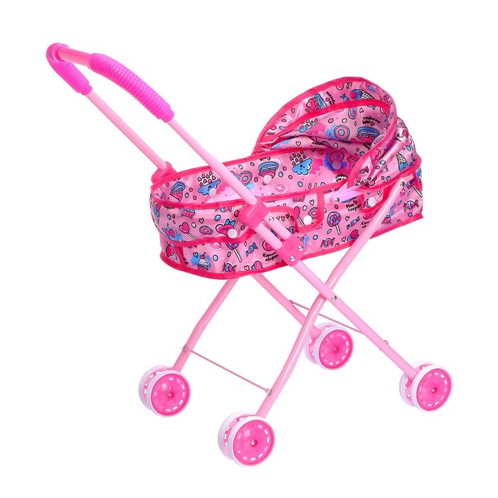 Коляска универсальная «Сладкоежка» из атласа, металлический каркас