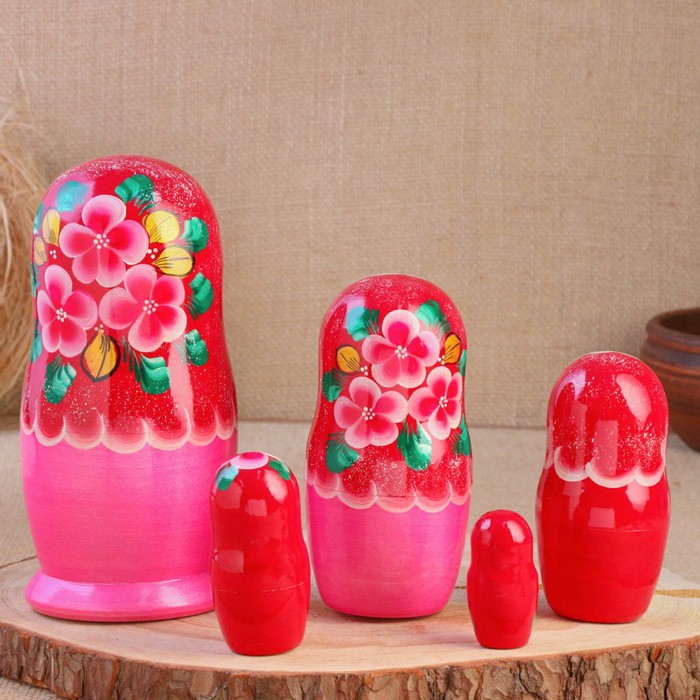 

Матрёшка «Фиалки», розовое платье, 5 кукольная, 18 см