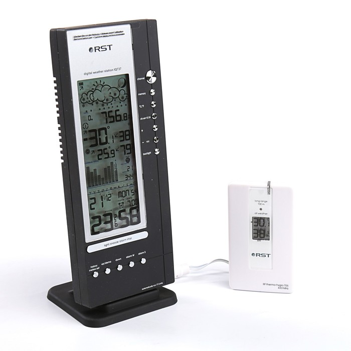Метеостанция RST 02737 Meteolight 737, цифровая, выносной датчик, черный